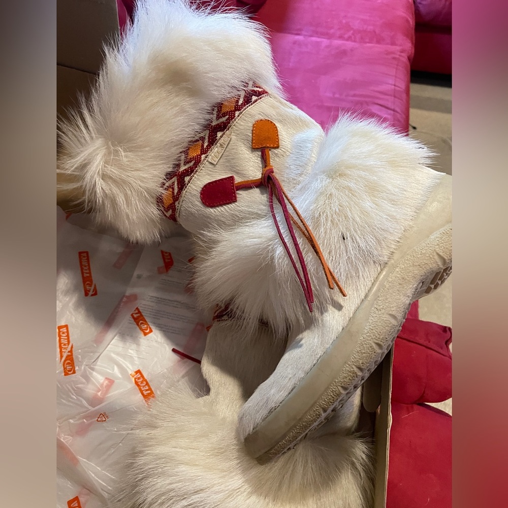 Tecnica Scandia Apres Ski Goat Fur and Faux Shearling Boots, Made in Italy